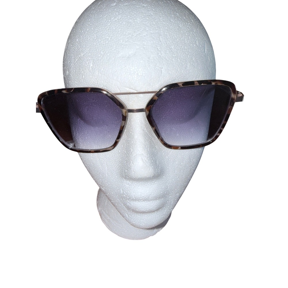 Geometric Tortoiseshell Cat Eye Sunglasses Double Bridge Gradient Lens UT 22 02